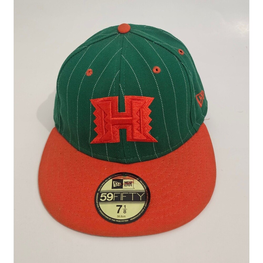 University Hawaii Kelly Green Orange New Era 59Fifty Hat Size 7 1/8 Cap Baseball